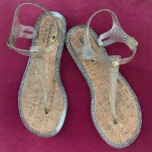 Kate Spade cork jelly golf glimmer thongs